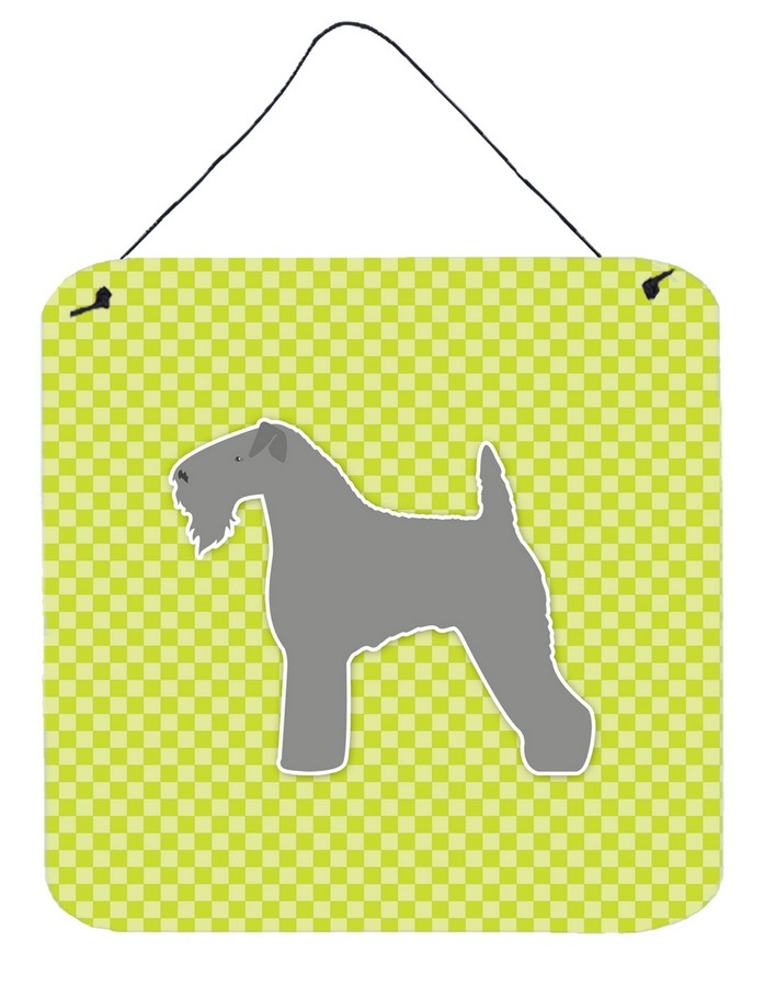 Kerry Blue Terrier Checkerboard Green Wall or Door Hanging Prints