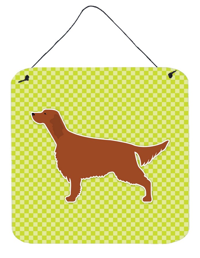 Irish Setter Checkerboard Green Wall or Door Hanging Prints