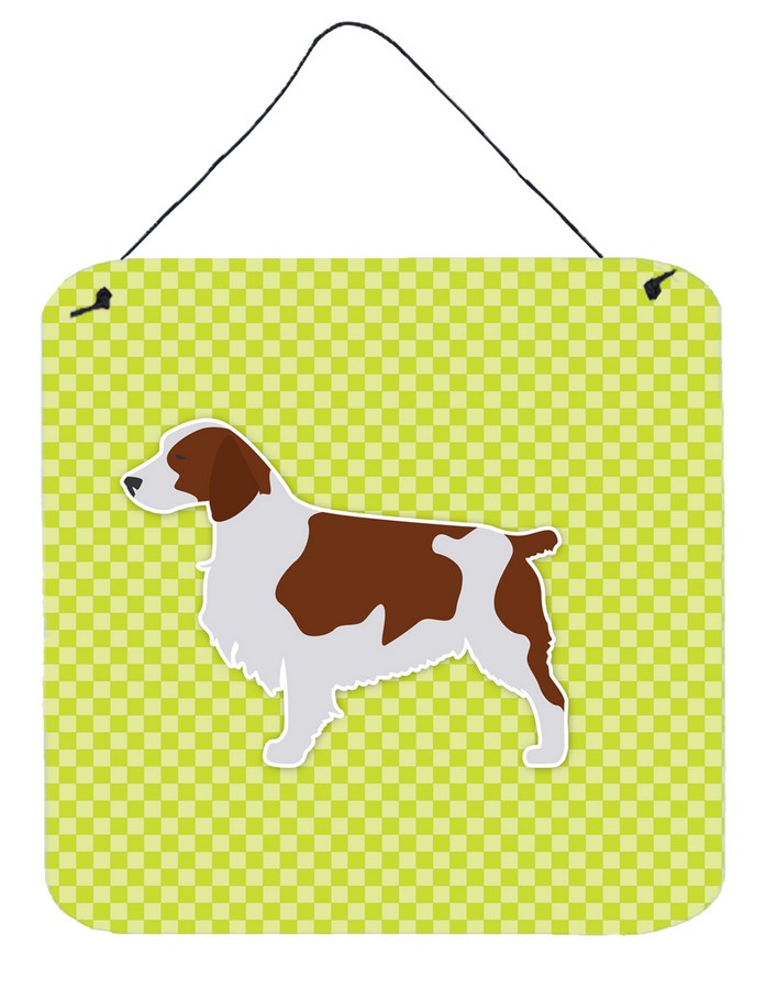 Welsh Springer Spaniel Checkerboard Green Wall or Door Hanging Prints
