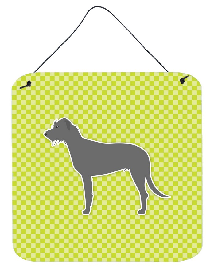 Irish Wolfhound Checkerboard Green Wall or Door Hanging Prints