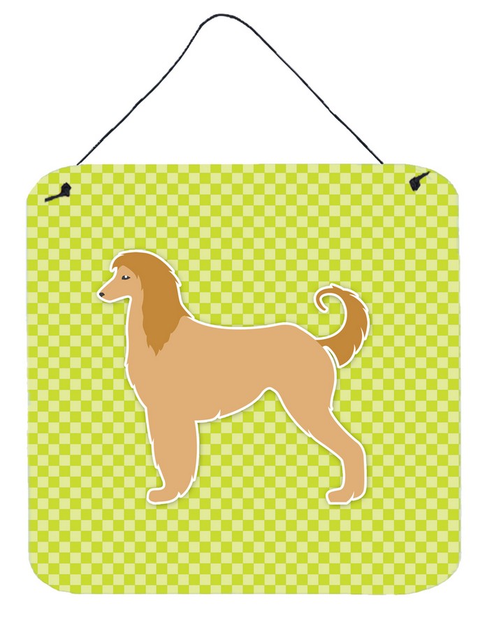 Afghan Hound Checkerboard Green Wall or Door Hanging Prints