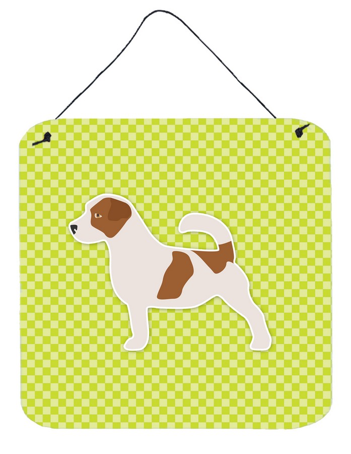 Jack Russell Terrier Checkerboard Green Wall or Door Hanging Prints