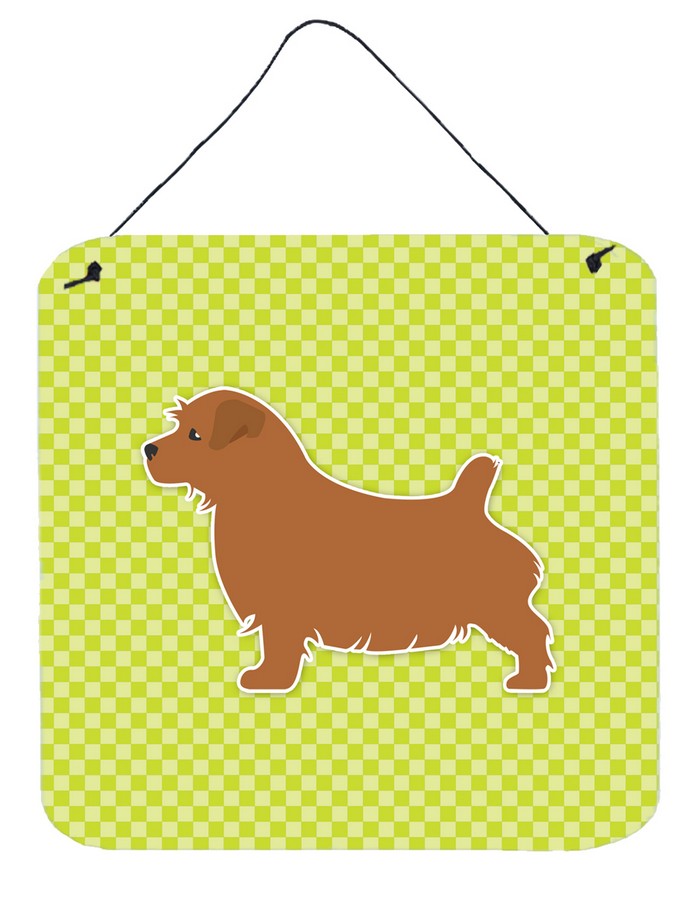 Norfolk Terrier Checkerboard Green Wall or Door Hanging Prints
