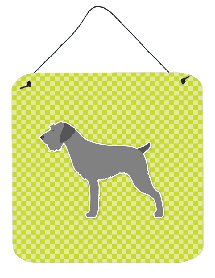 German Wirehaired Pointer Checkerboard Green Wall or Door Hanging Prints