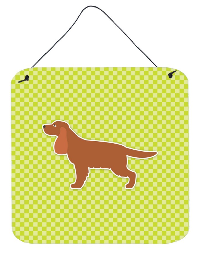 English Cocker Spaniel Checkerboard Green Wall or Door Hanging Prints