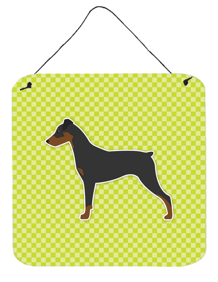 German Pinscher Checkerboard Green Wall or Door Hanging Prints