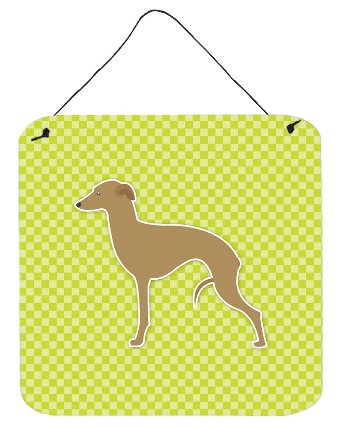 Italian Greyhound Checkerboard Green Wall or Door Hanging Prints