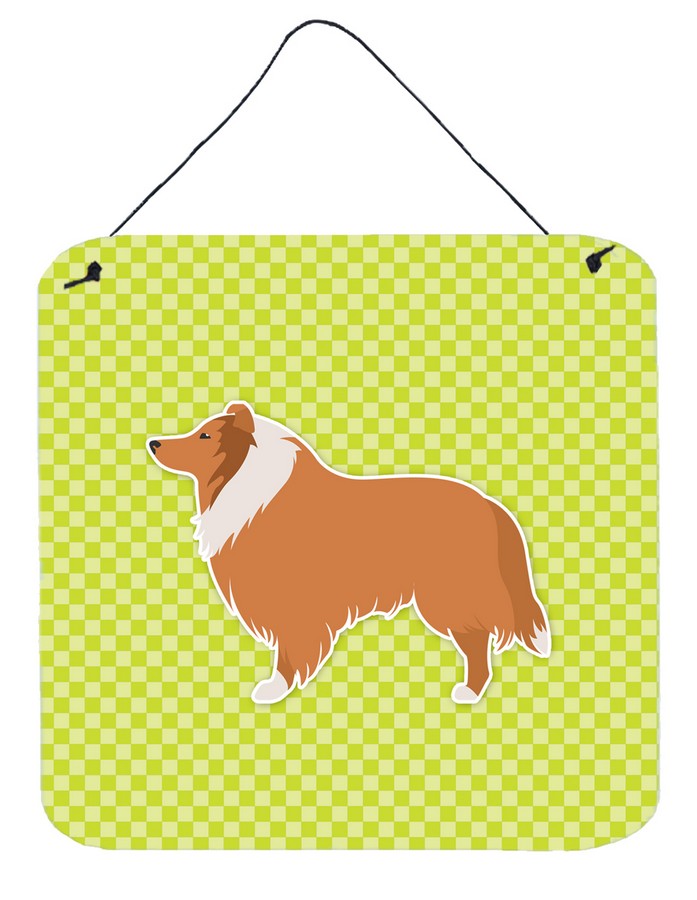 Collie Checkerboard Green Wall or Door Hanging Prints