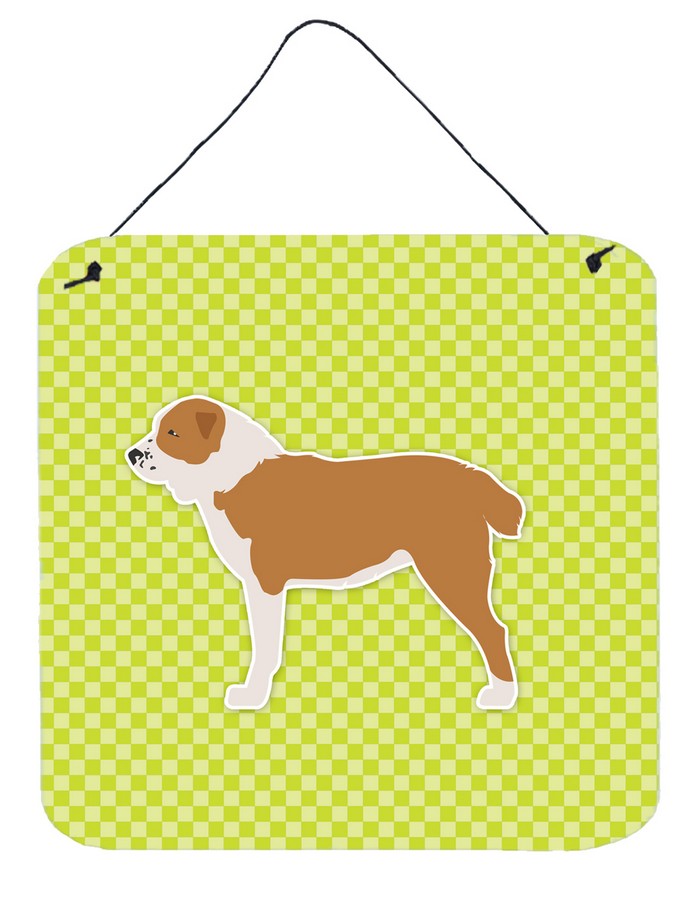 Central Asian Shepherd Dog Checkerboard Green Wall or Door Hanging Prints