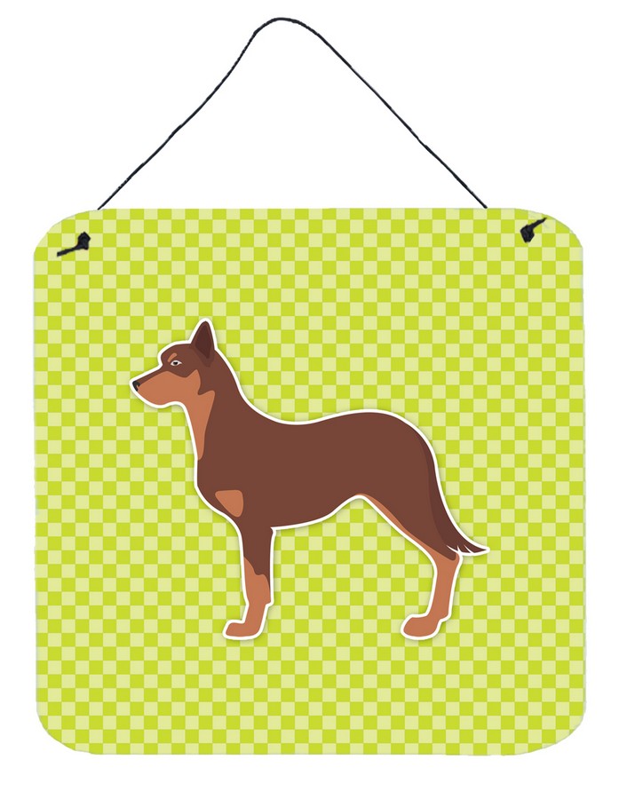 Australian Kelpie Dog Checkerboard Green Wall or Door Hanging Prints