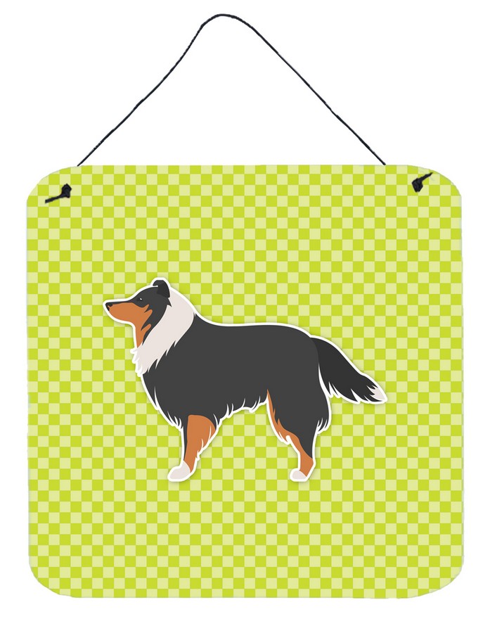 Sheltie & Shetland Sheepdog Checkerboard Green Wall or Door Hanging Prints