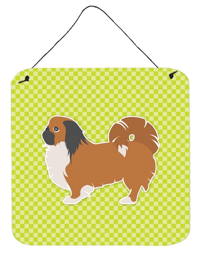 Pekingese Checkerboard Green Wall or Door Hanging Prints
