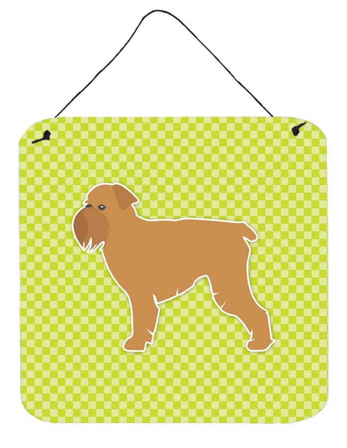 Brussels Griffon Checkerboard Green Wall or Door Hanging Prints