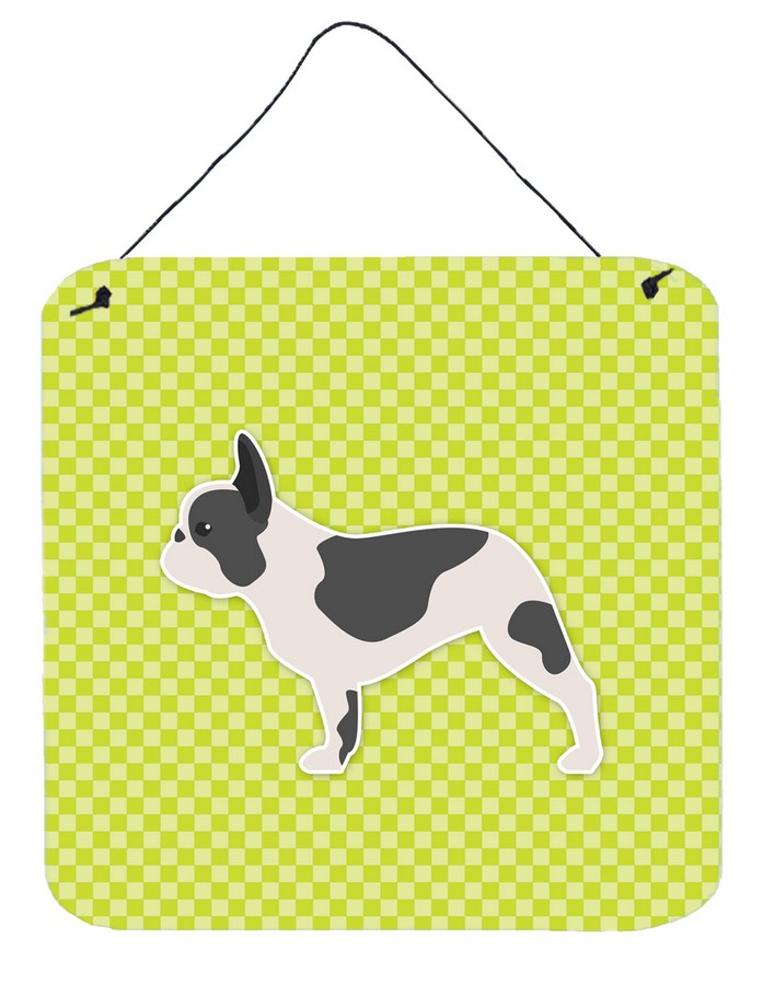 French Bulldog Checkerboard Green Wall or Door Hanging Prints