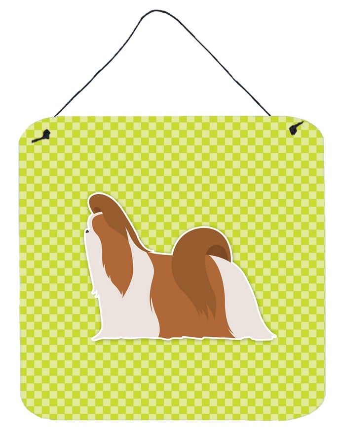 Shih Tzu Checkerboard Green Wall or Door Hanging Prints