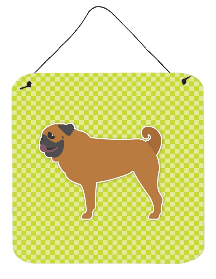 Pug Checkerboard Green Wall or Door Hanging Prints