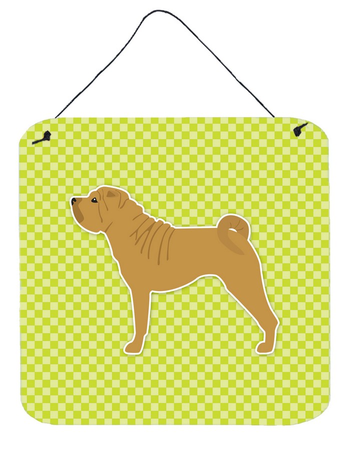 Shar Pei Checkerboard Green Wall or Door Hanging Prints