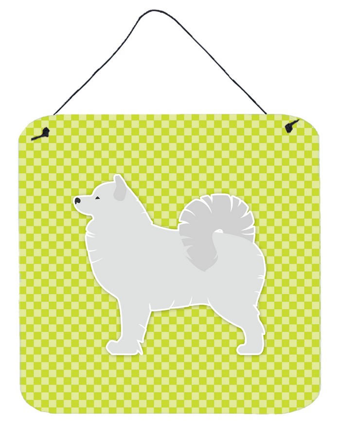 Samoyed Checkerboard Green Wall or Door Hanging Prints