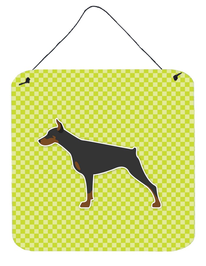Doberman Pinscher Checkerboard Green Wall or Door Hanging Prints