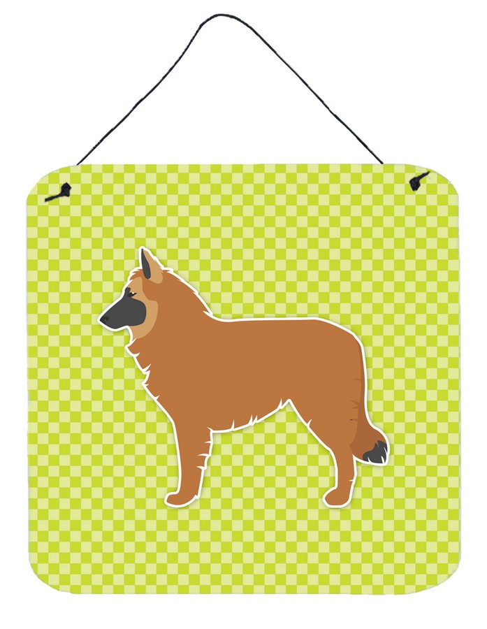 Belgian Shepherd Checkerboard Green Wall or Door Hanging Prints