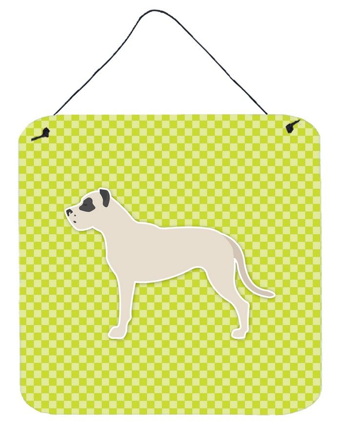 Dogo Argentino Checkerboard Green Wall or Door Hanging Prints