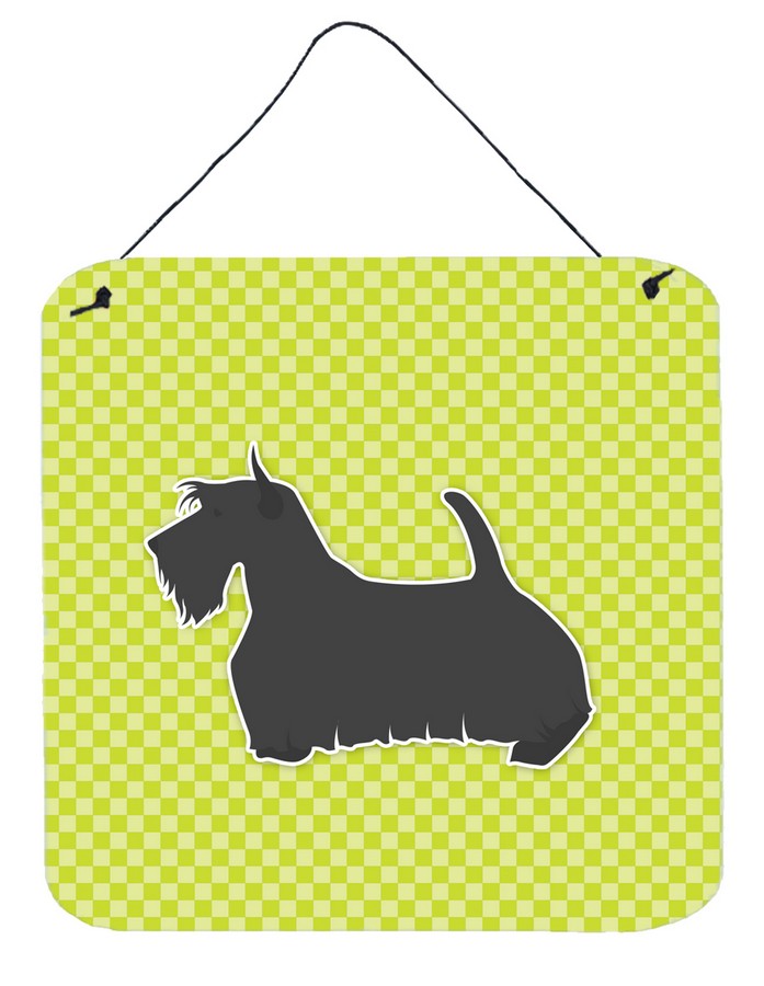 Scottish Terrier Checkerboard Green Wall or Door Hanging Prints