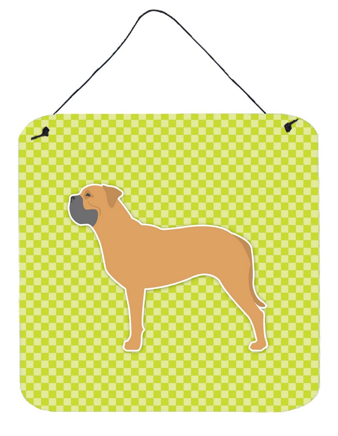 Bullmastiff Checkerboard Green Wall or Door Hanging Prints