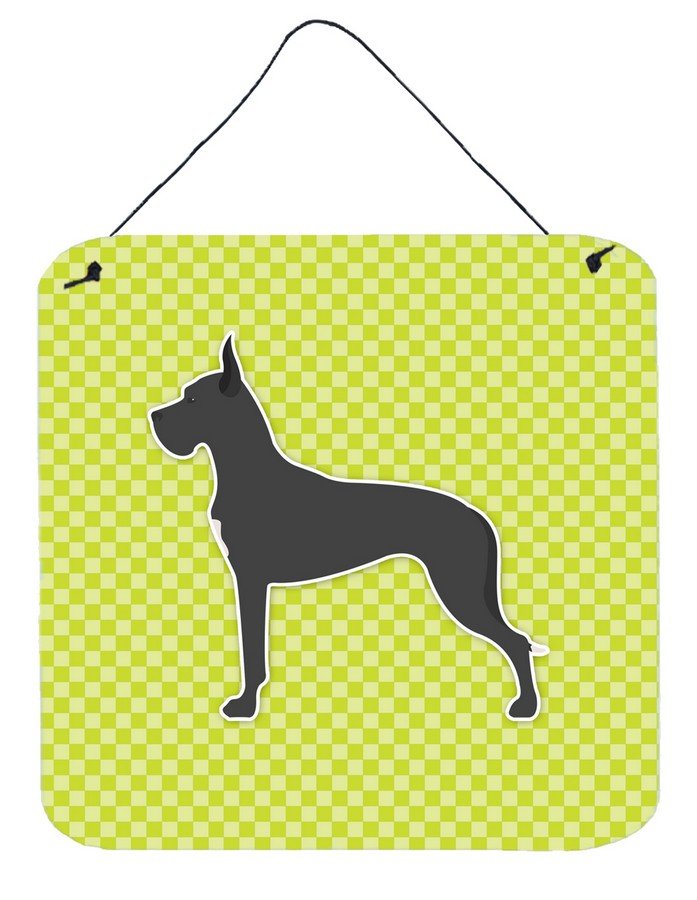Great Dane Checkerboard Green Wall or Door Hanging Prints