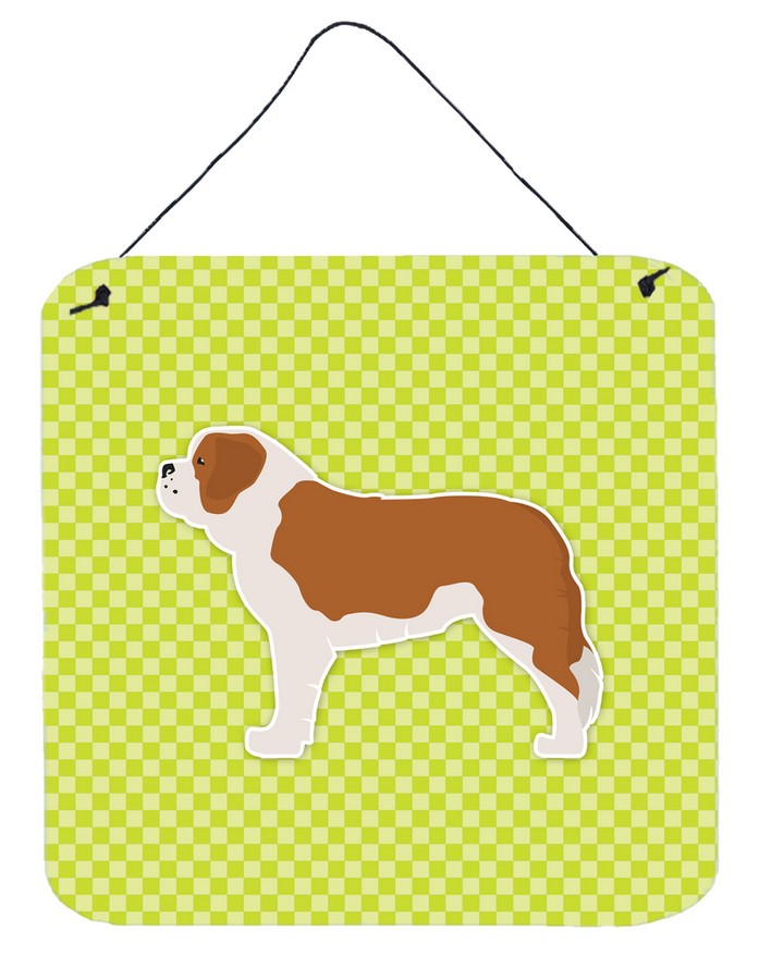 Saint Bernard Checkerboard Green Wall or Door Hanging Prints
