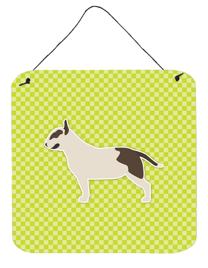 Bull Terrier Checkerboard Green Wall or Door Hanging Prints