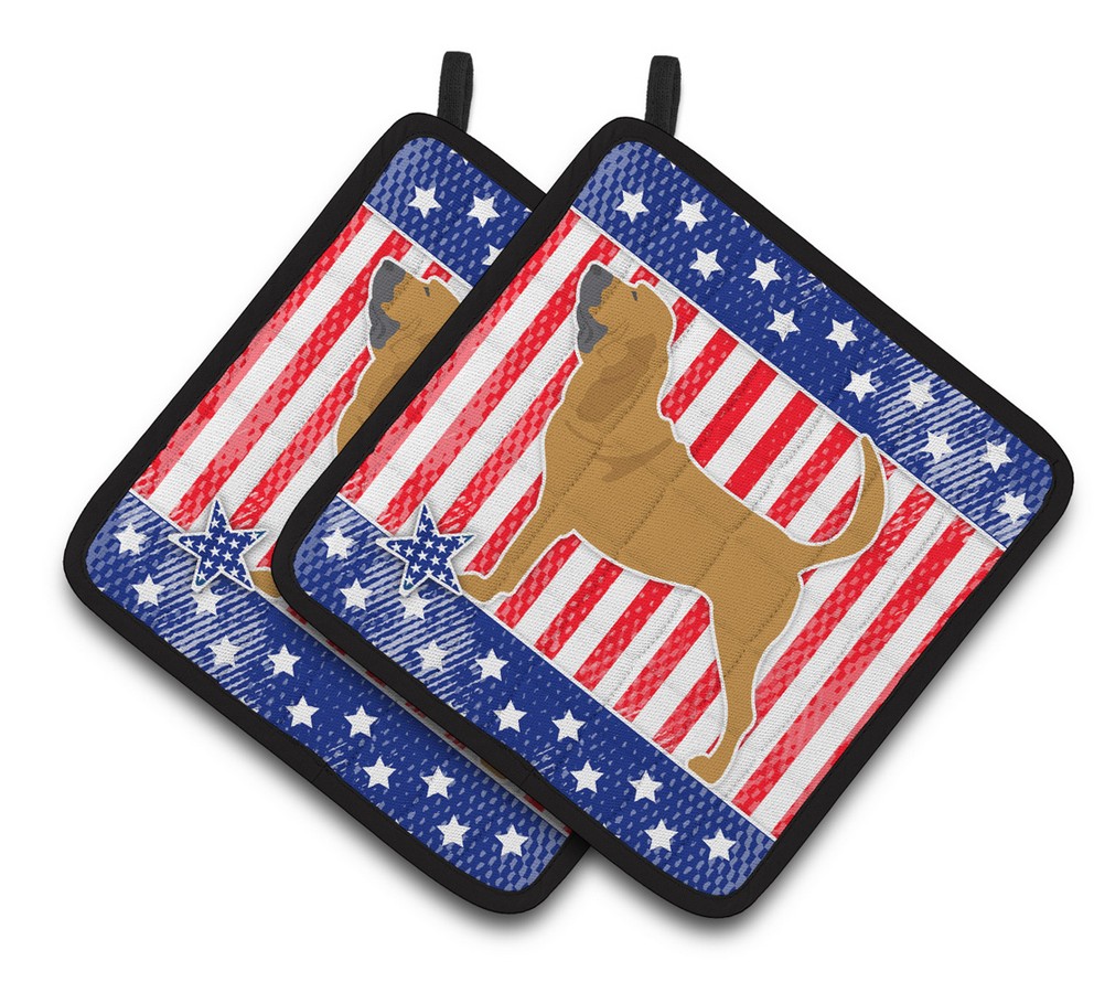 Picture of Carolines Treasures BB3284PTHD USA Patriotic Bloodhound Pair of Pot Holders