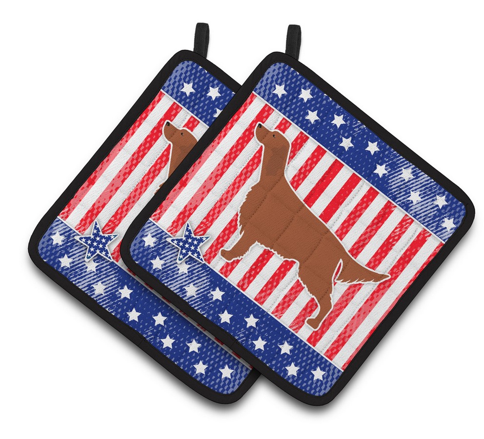 Picture of Carolines Treasures BB3293PTHD IUSA Patriotic rish Setter Pair of Pot Holders
