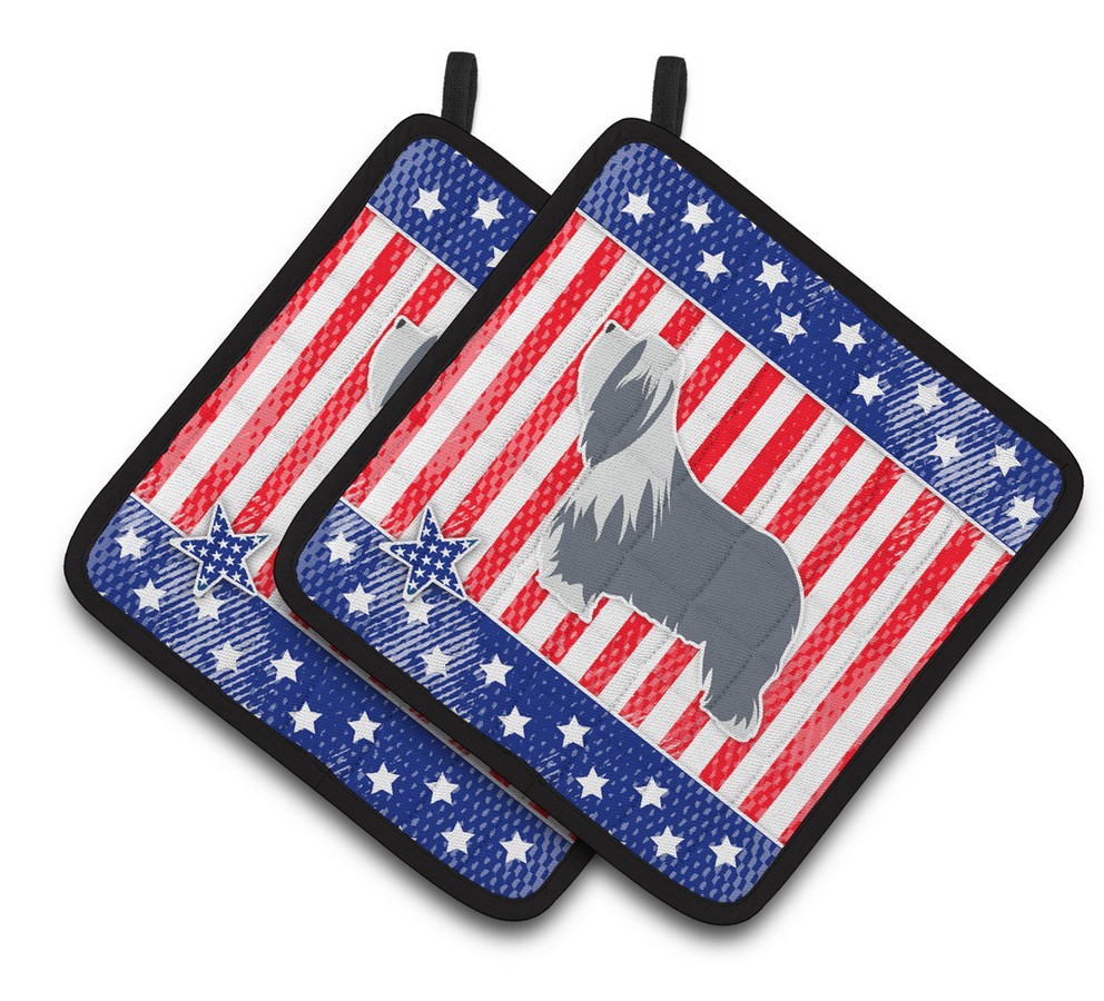 Picture of Carolines Treasures BB3317PTHD USA Patriotic Bearded Collie Pair of Pot Holders