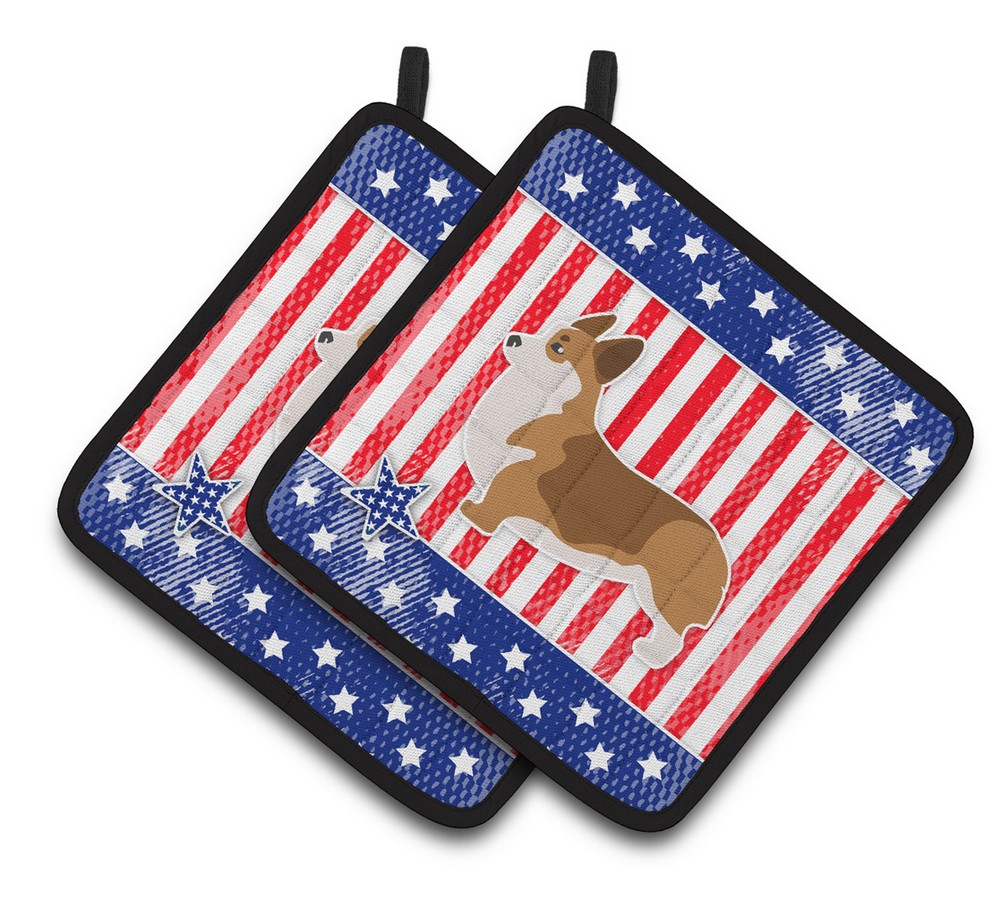 Picture of Carolines Treasures BB3320PTHD USA Patriotic Corgi Pair of Pot Holders