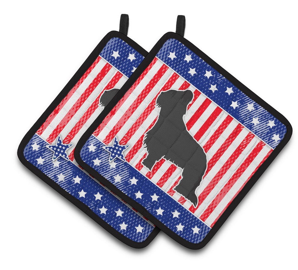 Picture of Carolines Treasures BB3326PTHD USA Patriotic Briard Pair of Pot Holders