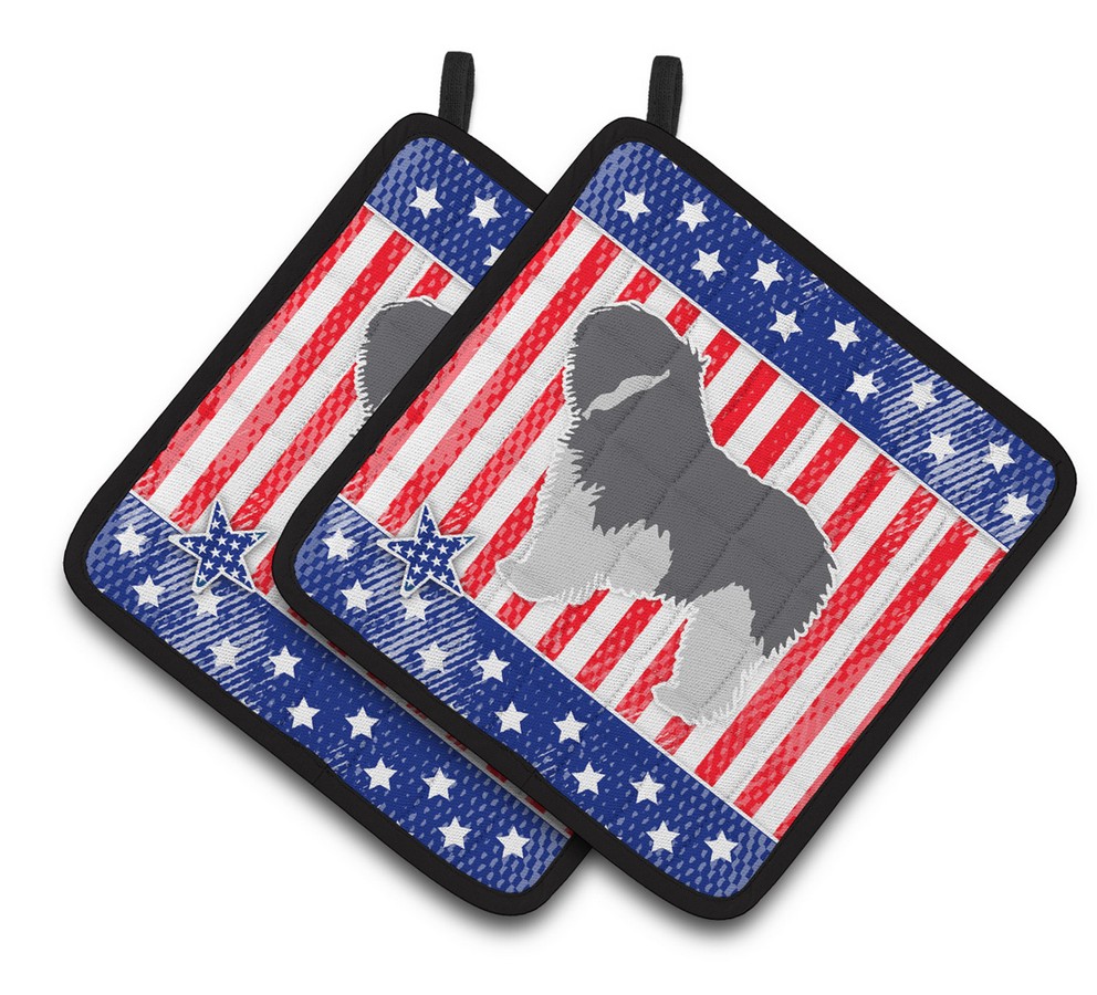 Picture of Carolines Treasures BB3332PTHD USA Patriotic Polish Lowland Sheepdog Dog Pair of Pot Holders