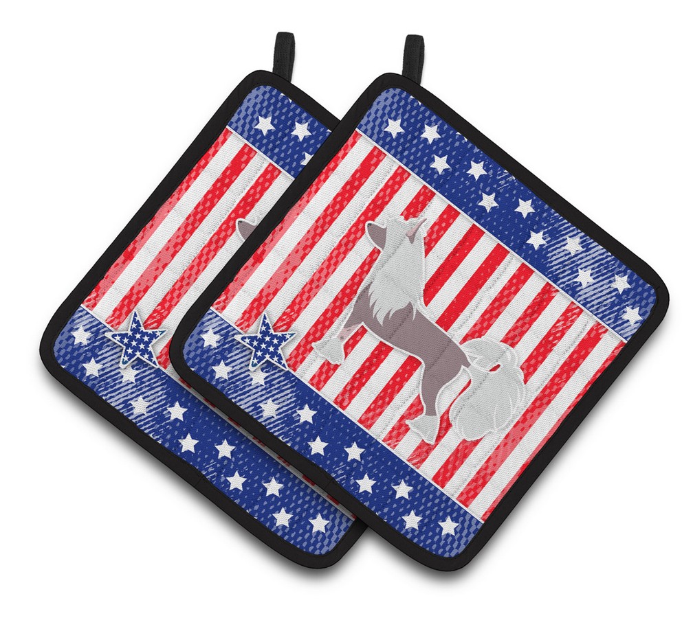 Picture of Carolines Treasures BB3343PTHD USA Patriotic Chinese Crested Pair of Pot Holders