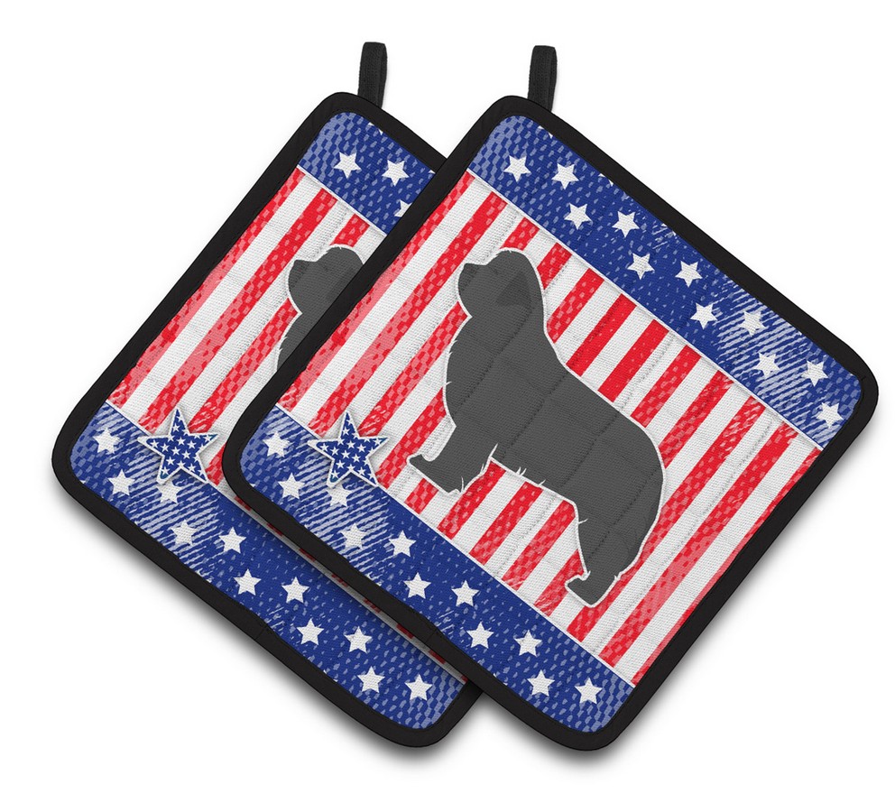 Picture of Carolines Treasures BB3364PTHD USA Patriotic Newfoundland Pair of Pot Holders