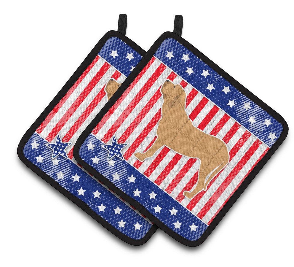 Picture of Carolines Treasures BB3379PTHD USA Patriotic Fila Brasileiro Pair of Pot Holders