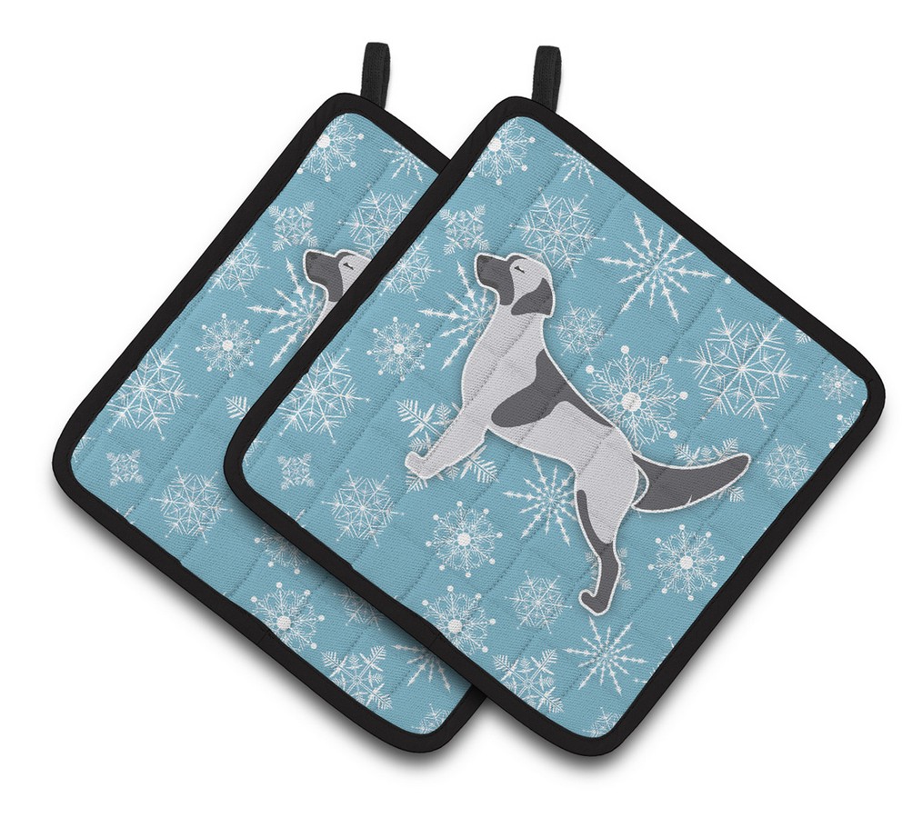 Picture of Carolines Treasures BB3481PTHD Winter Snowflake English Setter Pair of Pot Holders