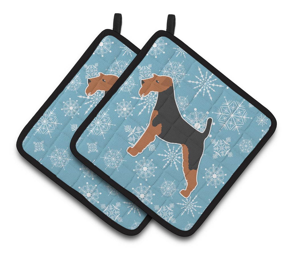 Picture of Carolines Treasures BB3485PTHD Winter Snowflake Welsh Terrier Pair of Pot Holders
