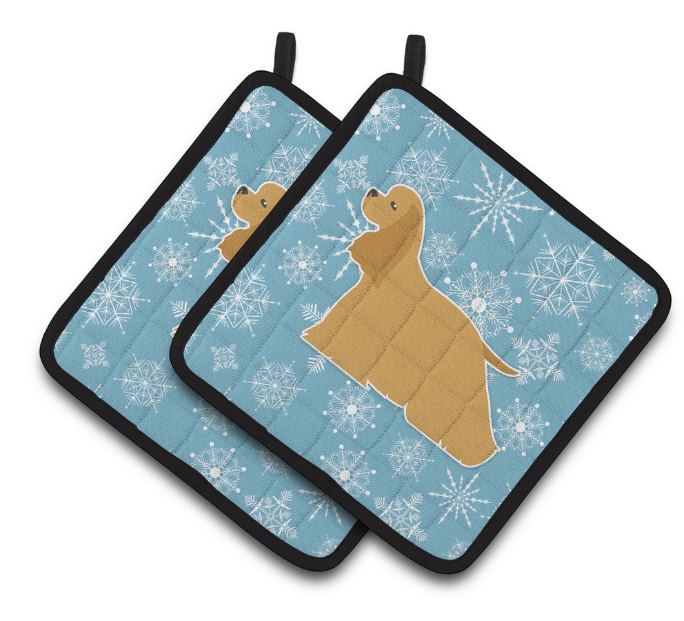 Picture of Carolines Treasures BB3486PTHD Winter Snowflake Cocker Spaniel Pair of Pot Holders