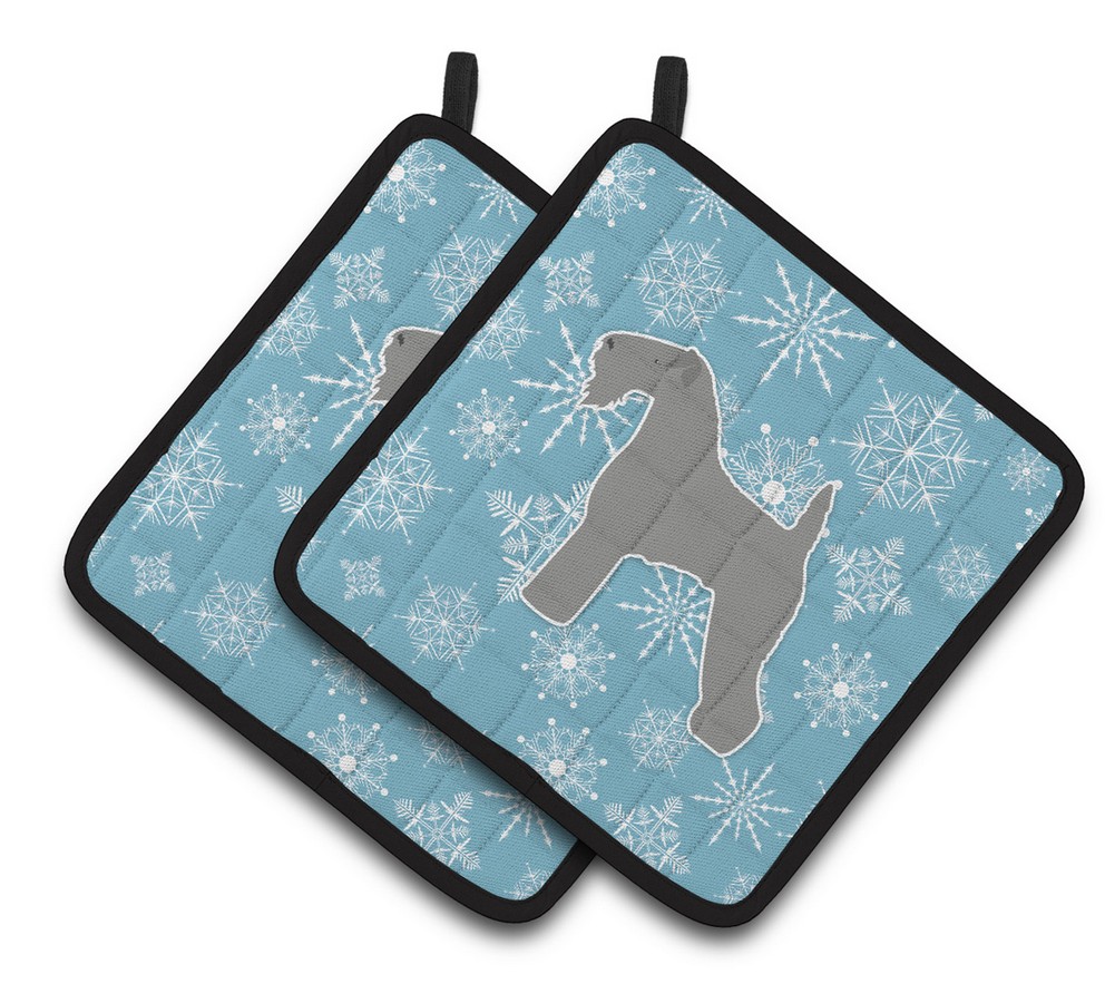 Picture of Carolines Treasures BB3492PTHD Winter Snowflake Kerry Blue Terrier Pair of Pot Holders
