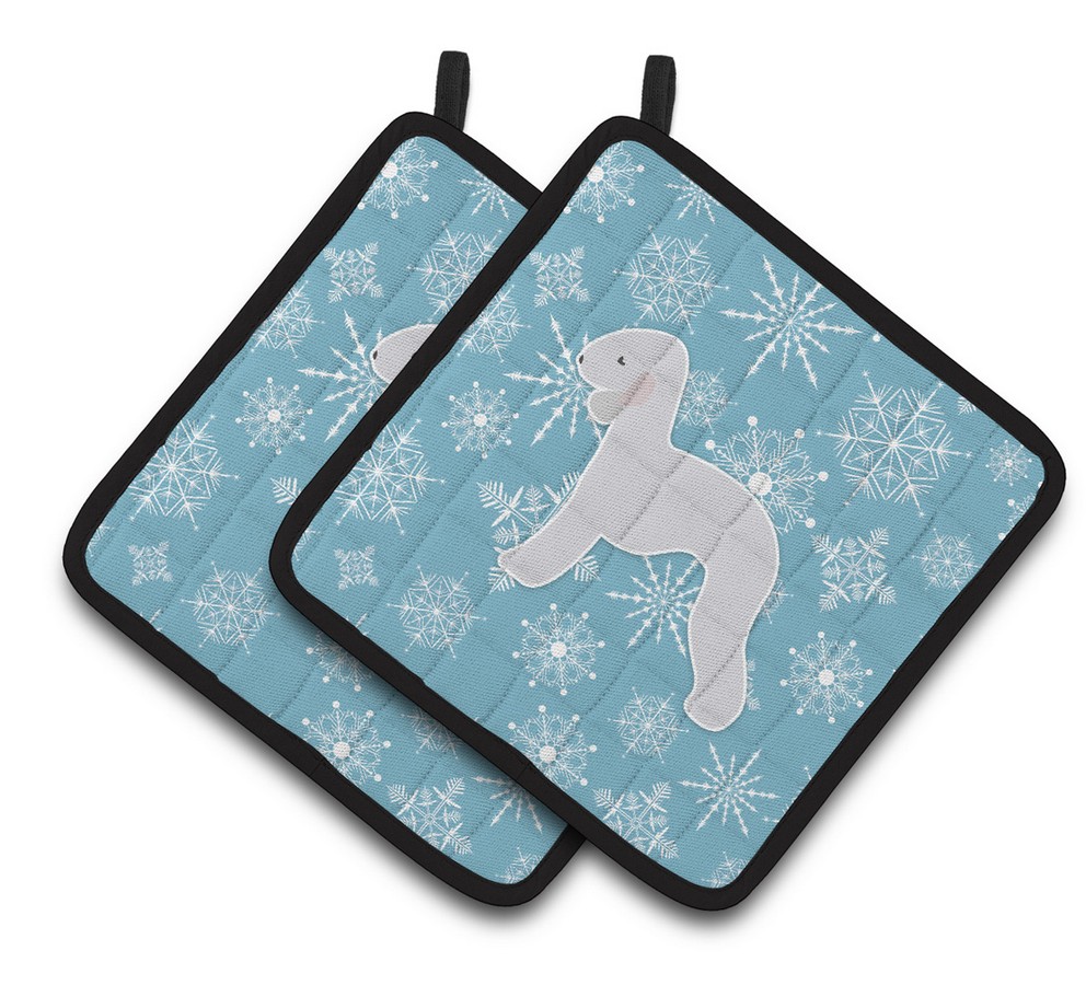Picture of Carolines Treasures BB3494PTHD Winter Snowflake Bedlington Terrier Pair of Pot Holders
