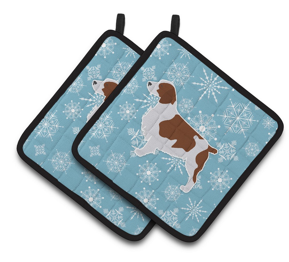 Picture of Carolines Treasures BB3500PTHD Winter Snowflake Welsh Springer Spaniel Pair of Pot Holders