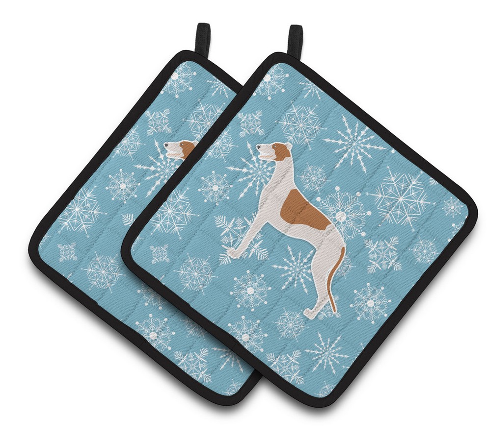 Picture of Carolines Treasures BB3505PTHD Winter Snowflake Greyhound Pair of Pot Holders