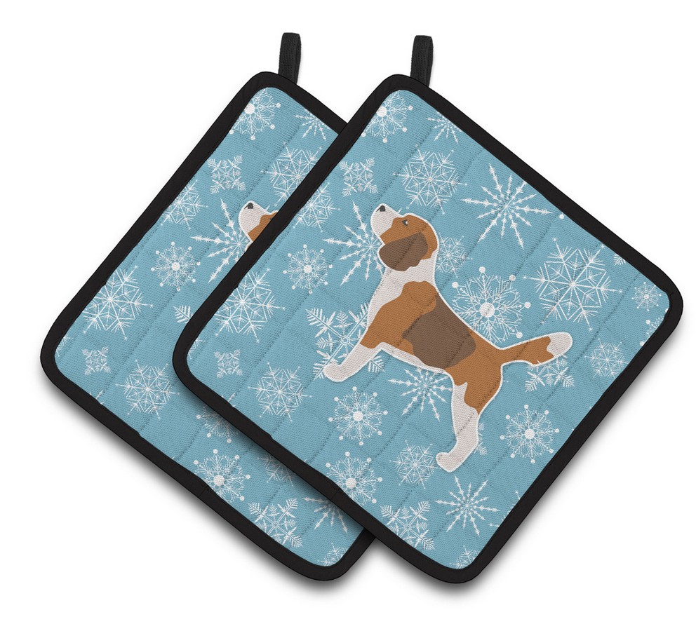 Picture of Carolines Treasures BB3510PTHD Winter Snowflake Beagle Pair of Pot Holders