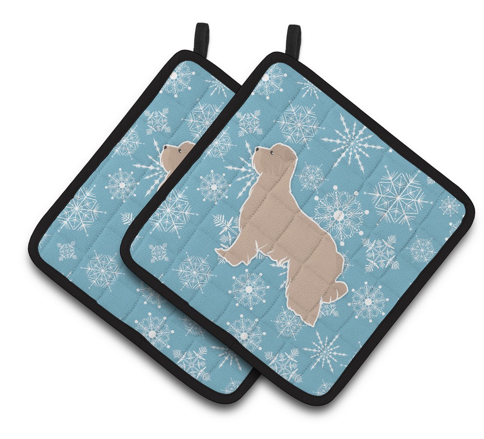 Picture of Carolines Treasures BB3518PTHD Winter Snowflake Pyrenean Shepherd Pair of Pot Holders