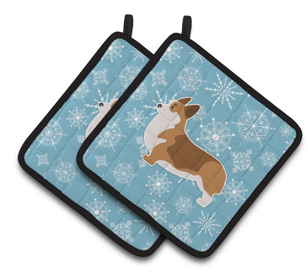Picture of Carolines Treasures BB3520PTHD Winter Snowflake Corgi Pair of Pot Holders