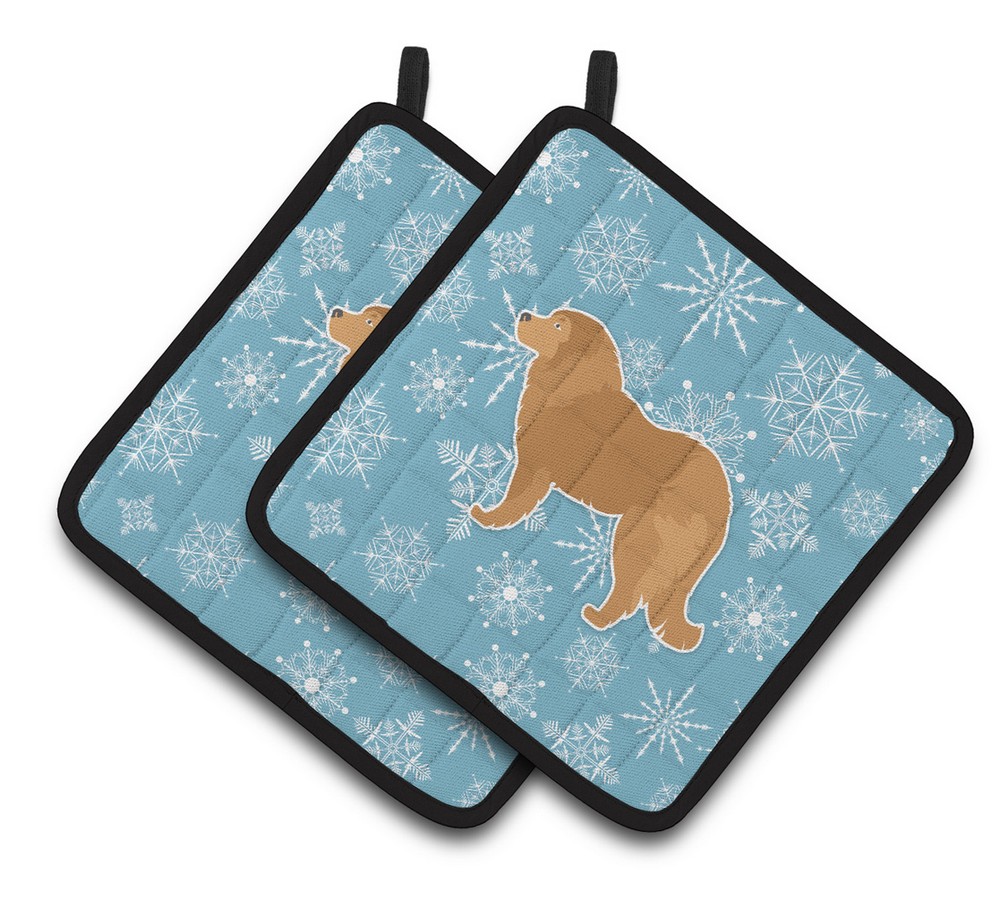 Picture of Carolines Treasures BB3525PTHD Winter Snowflake Caucasian Shepherd Dog Pair of Pot Holders